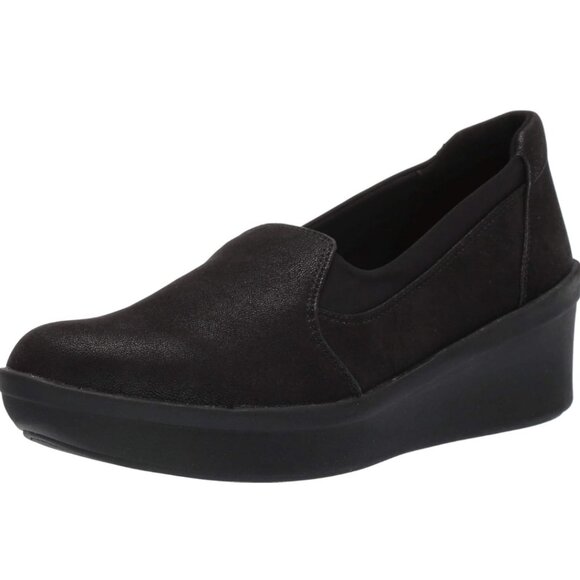 Clarks Women's Step Rose Moon Platform, Black Textile, 9 W US Shoes - Picture 1 of 9